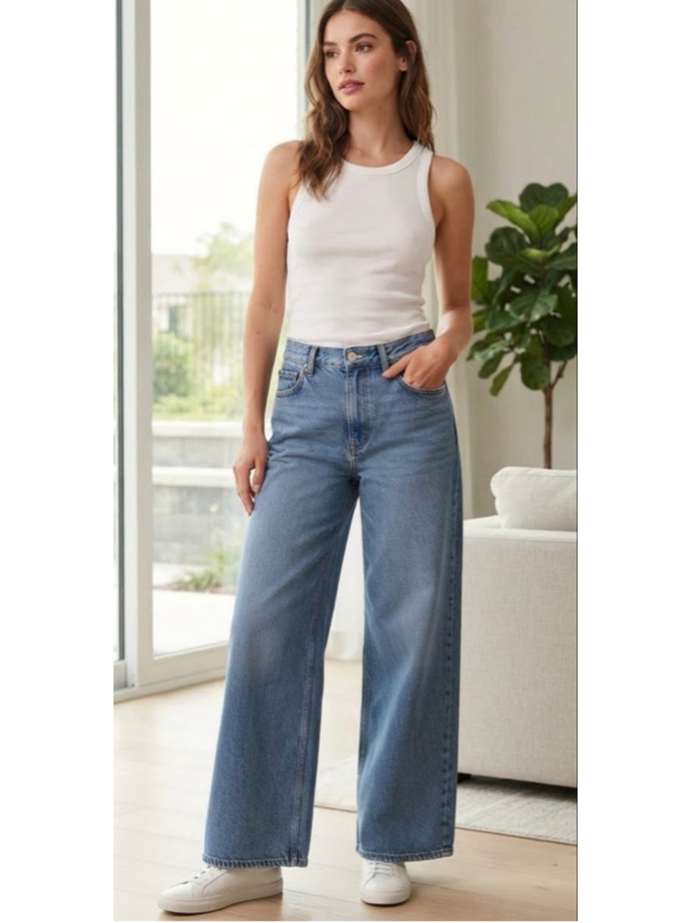 Abercrombie & Fitch The Wide Leg High Rise Jeans Size 33 / 16 Long Blue Denim